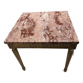 Mid 20th Century Vintage Louis XVI Style Marble Top Side Table For Sale