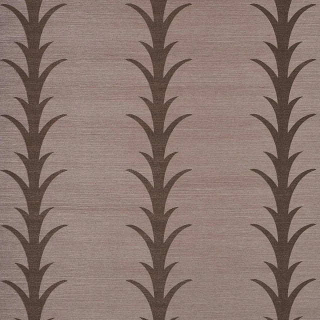 SAMPLE - Schumacher x Celerie Kemble Acanthus Stripe Sisal Wallpaper In Rose Antique For Sale