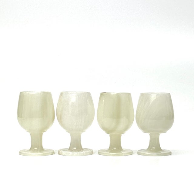 Mid-Century Modern Mid 20th Century Translucent White Afghan Jade Goblets - Set of 4 For Sale - Image 3 of 7