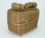 Wood Gold Wicker Bow Basket Box For Sale - Image 7 of 14