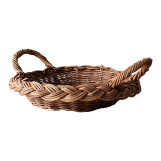 Vintage Woven Basket Tray For Sale