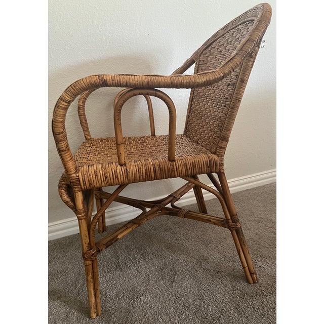 1990s 1990s Woven Wicker and Rattan Arm Chair For Sale - Image 5 of 10