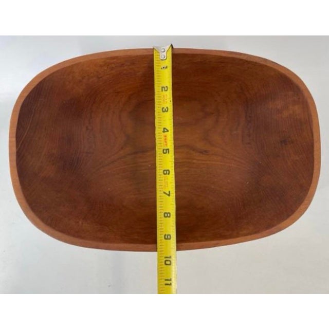 Large Vintage Hand Turned Solid Teak Wood Bowl Organic Modern MCM For Sale - Image 4 of 7