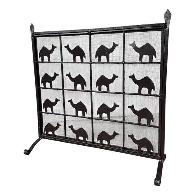 Wrought Iron Fire Screen from Les Marolles, 1950 For Sale