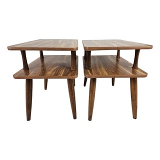 1990s Vintage Mid-Century Modern 2 Tier End Table- Set 2 For Sale