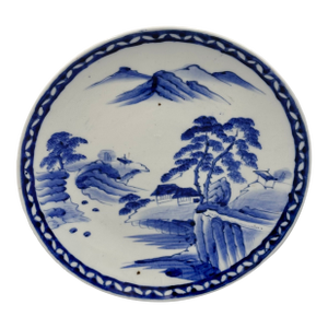 Imari Japanese Meiji Period Blue & White Ceramic Porcelain Charger Plate