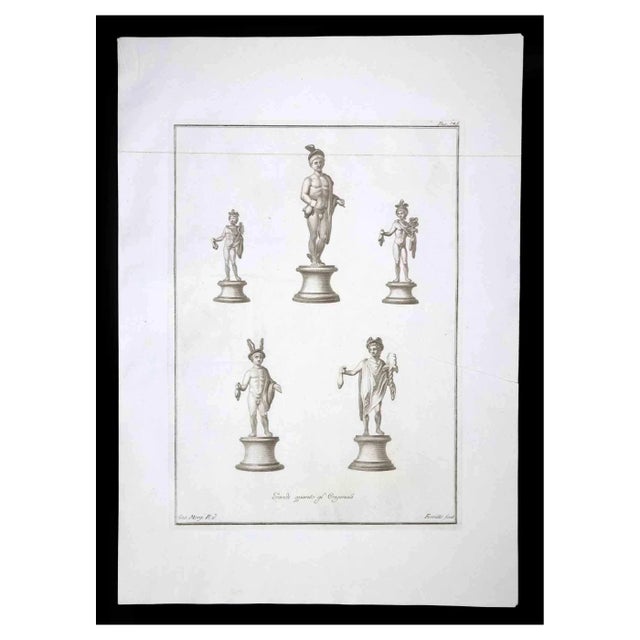 Nicola Fiorillo, Hermes, Ancient Roman Statue, Original Etching, 18th Century For Sale