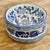Blue and white Export Chinoiserie hand decorated botanical motif dog or cat feeding bowl. Made in China.
