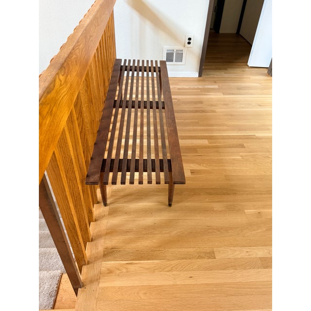 Mid-Century Slat Bench For Sale - Image 4 of 4