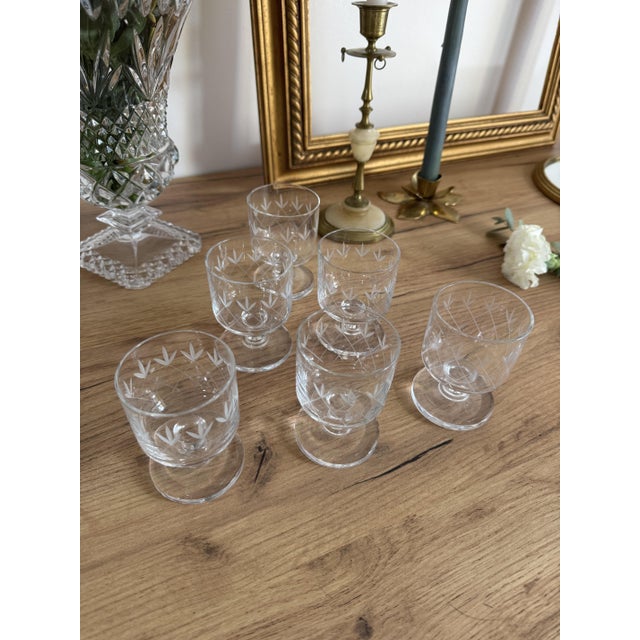 Vintage Cut Liqueur Glasses, Set of 6 For Sale - Image 5 of 5