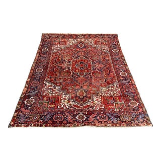 Large Vintage Persian Heriz Wool Rug For Sale