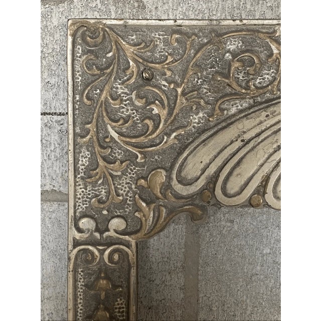 Antique Neoclassical Style Metal Shell Fan Foliate Motif Fireplace Insert For Sale - Image 4 of 6