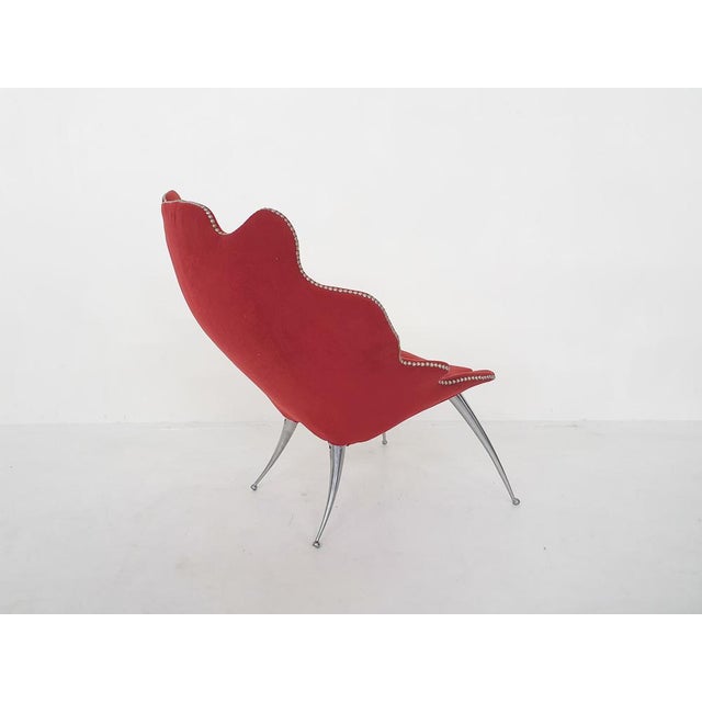 Metal Asymmetrical Lounge Chair, 1980s For Sale - Image 7 of 18