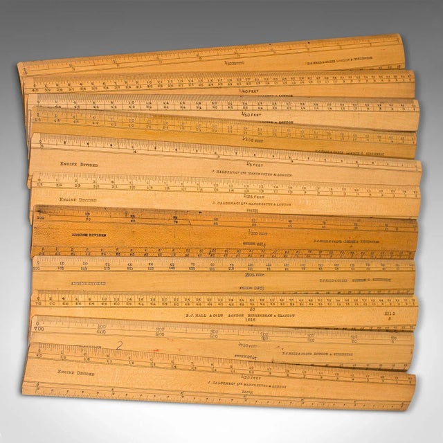 1930s Set of Vintage Draughtsman's Rules, English, Engineer's Instruments For Sale - Image 10 of 12