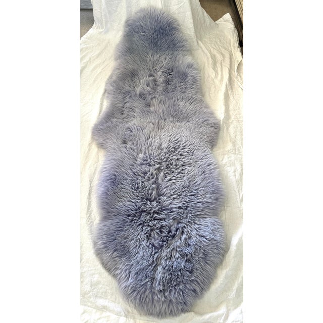 Cabin Pottery Barn Style Lavender Australian/New Zealand Sheepskin Hide 4x6 For Sale - Image 3 of 6