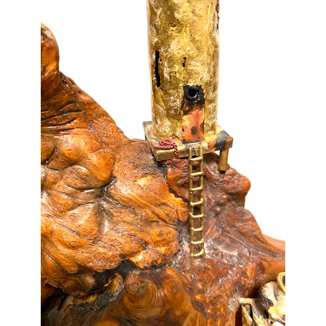 Gold Mid 20th Century Frank Sunseri Burlwood & Metal Coastal Sculpture Lighthouse Nautical Carmel Monterey California Artist For Sale - Image 8 of 11