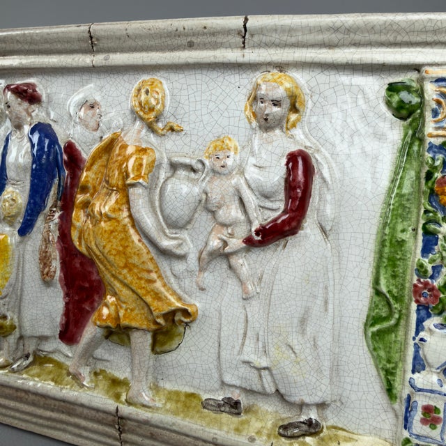 Large Works of Mercy Frieze Relief in Majolica For Sale - Image 9 of 14