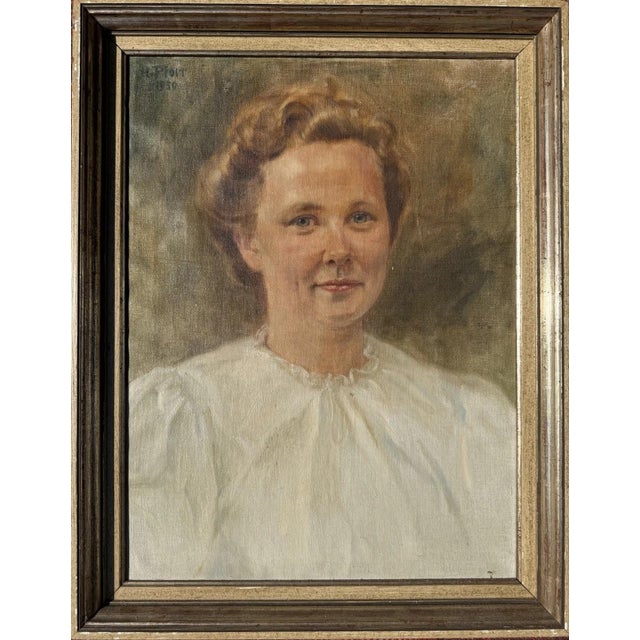 1950s Heinrich Pforr, Portrait of Irene Claus, née Rode, Oil Painting on Canvas For Sale - Image 5 of 12