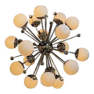 Modern Murano Glass and Brass Sputnik Chandelier For Sale