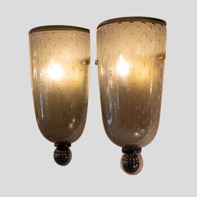 Smoke Grey Glass Wall Lights from Seguso, 1960s, Set of 2 For Sale - Image 10 of 12