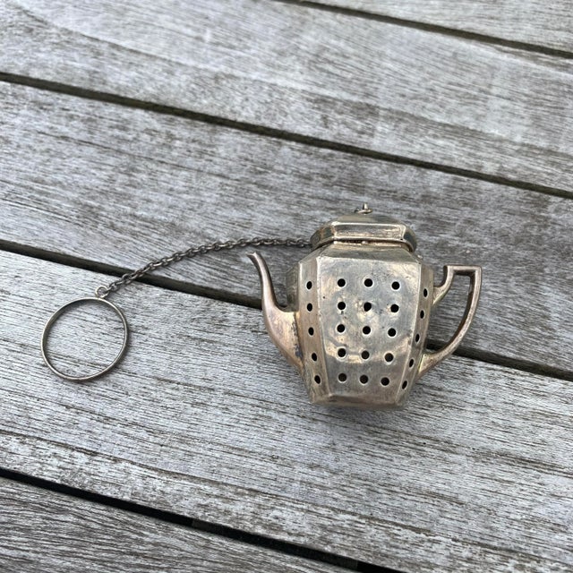 Vintage Sterling Silver Teapot Tea Strainer For Sale - Image 9 of 10