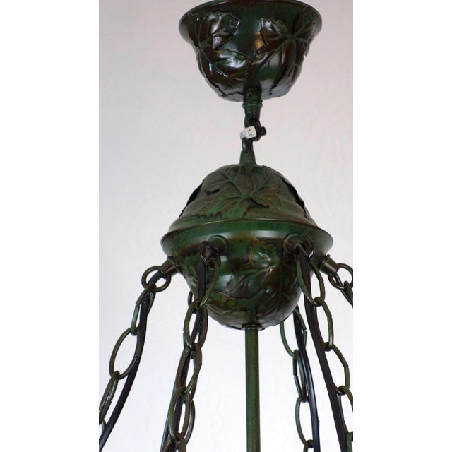 French Wrought Iron Glass Chandelier, 1990s For Sale - Image 9 of 15