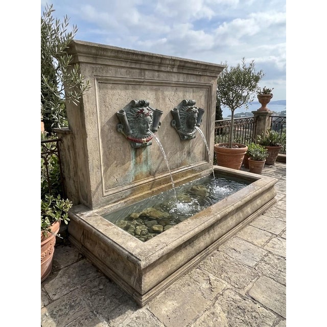 Pair of Vintage Neoclassical Cast Bronze Maiden Mask Wall Fountain For Sale - Image 12 of 12