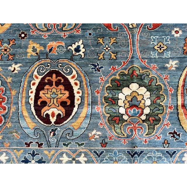 Hand-Knotted Afghan Suzani Chobi Wool Area Rug - 8'3" X 9'11" For Sale - Image 11 of 14