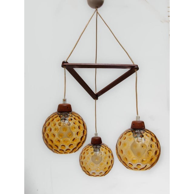 Vintage Danish Lamp in Teak with Amber Glass Bowls, 1950s For Sale - Image 12 of 16