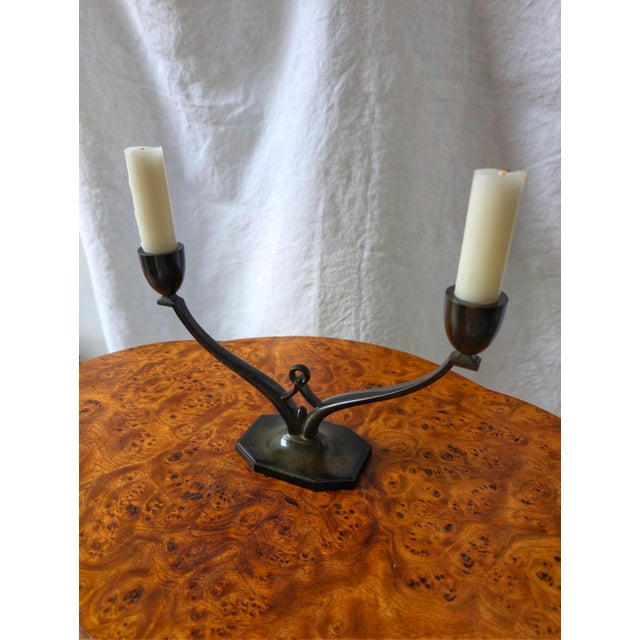 Mid-Century Modern Art Deco Bronze Candelabra from Just Andersen, 1930s For Sale - Image 3 of 16