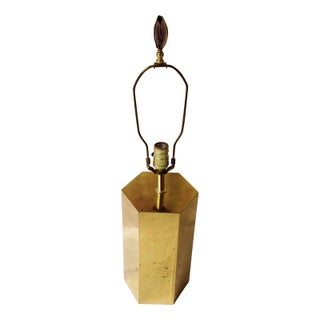Brass Hexagon Lamp With Geode Finial For Sale