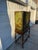 Mid 20th Century Vintage Chinoiserie Green Lacquer Cabinet With Hand Painted Asian Scenes and Ornate Carved Base For Sale - Image 5 of 12
