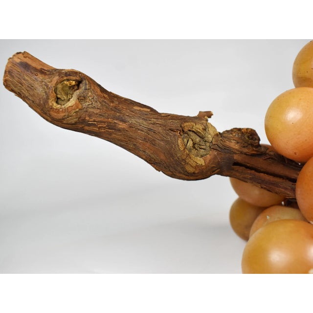 Mid 20th Century Italian Natural Alabaster Stone Grape Cluster With Natural Grape Vine For Sale - Image 4 of 11