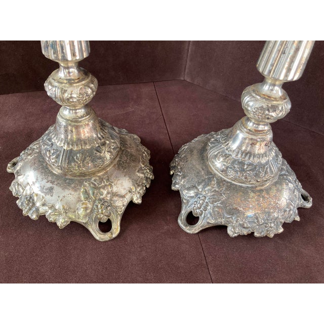 Metal Pair of Norblin Polish Silverplate Sabbath Candlesticks, Circa 1890 For Sale - Image 7 of 7