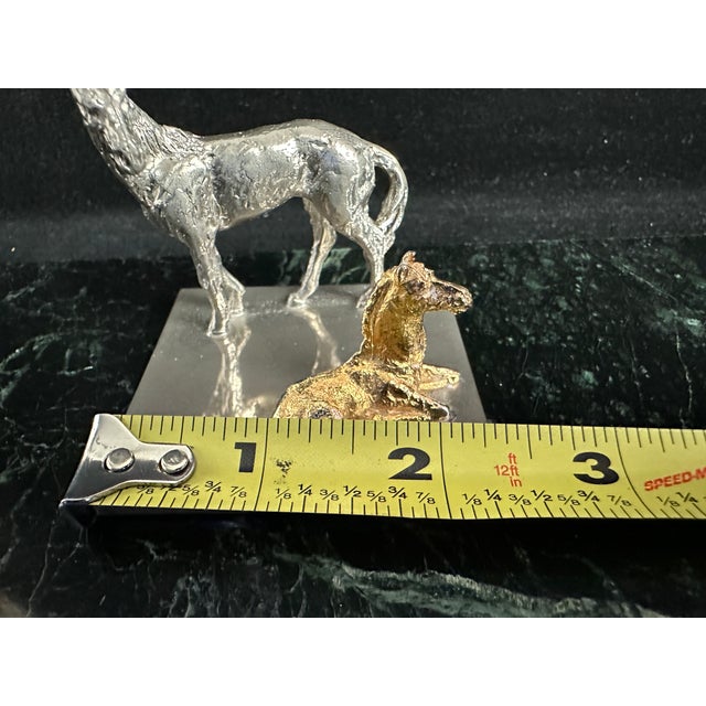 Late 20th Century Silver and Gold-Tone Horse and Foal Figurine on Base For Sale - Image 11 of 11