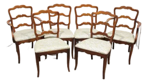 Set of 6 Vintage Cherry French Provincial Ladder Back Dining Chairs, 37” H