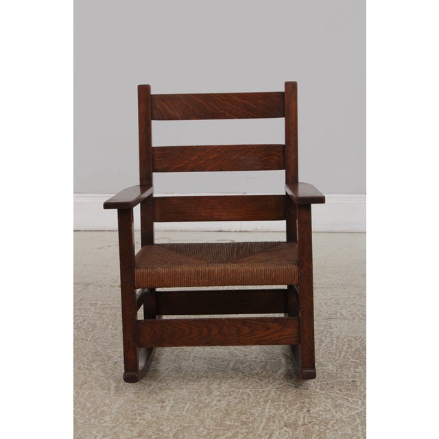 Age: Approx: 50 Years Old Details: Rare Model High Quality Construction Oak Nice Small Scale Youth Rocker Arts & Crafts...