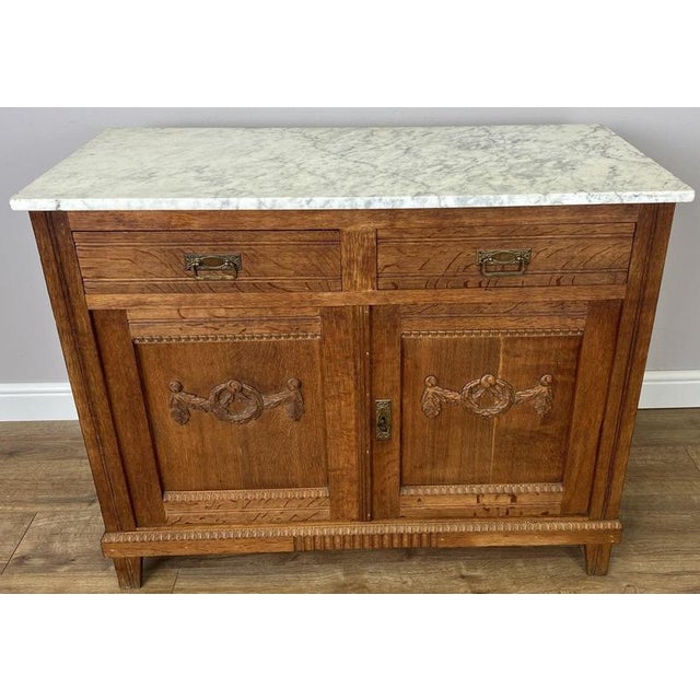 Antique French Marble Top Oak Sideboard For Sale - Image 5 of 17