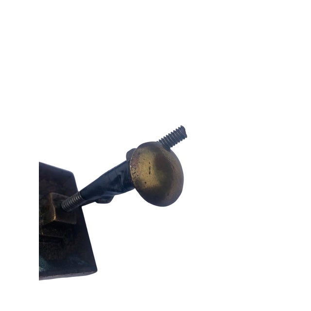 Victorian Antique Bronze Hand Door Knocker With Strike Plate For Sale - Image 3 of 5