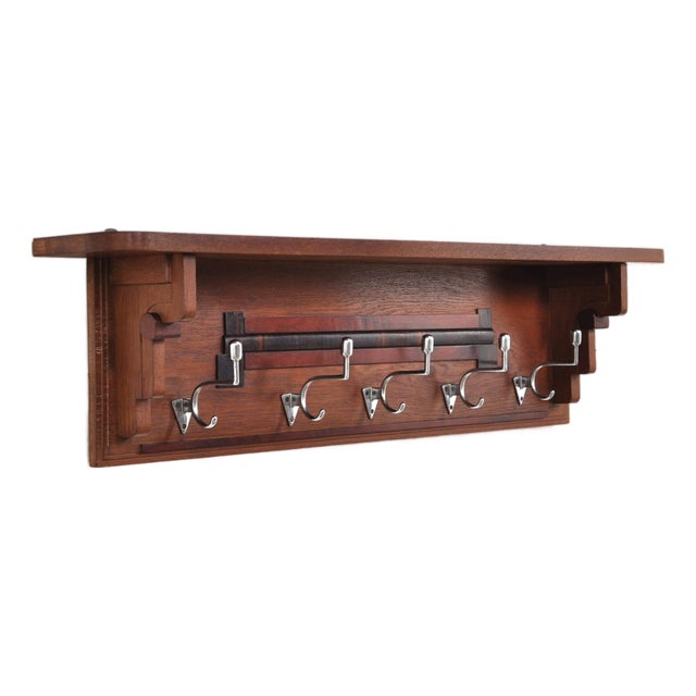 Art Deco Coat Rack in Oak, 1930s For Sale