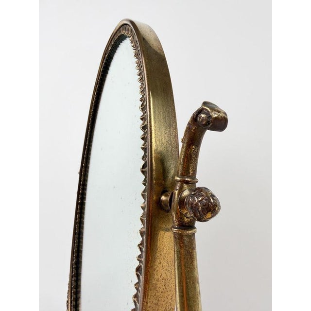 Mid-Century Italian Neoclassical Oval Cast Brass Vanity Mirror, 1950s For Sale - Image 6 of 18