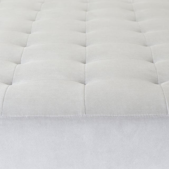Montage Astor Large Brass Tufted Ottoman in Sharkskin Velvet by Montage For Sale - Image 4 of 8