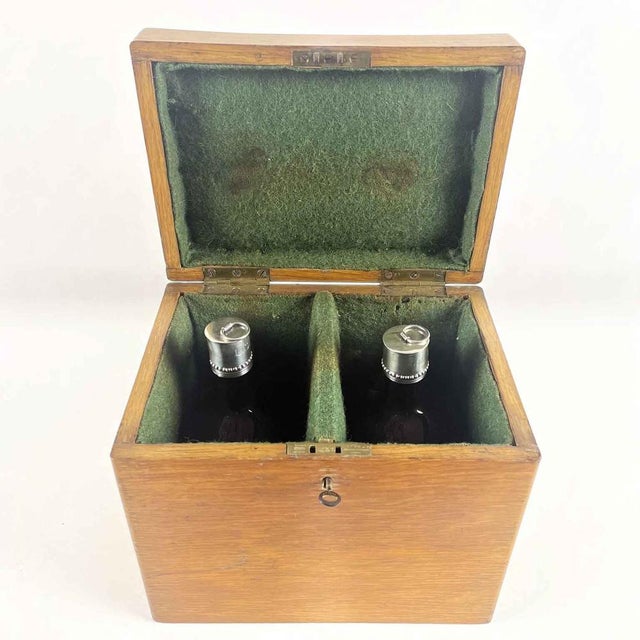 Oak Box with Liquor Bottles 1800, Set of 3 For Sale - Image 5 of 11