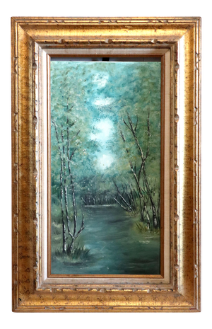 British Listed Artist, Emerald Green Vertical Landscape, by Anette Elias, Oil on Canvas