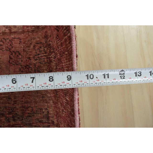 Tabriz Rug 4’10” X 9′ Red Wool Vintage Overdyed Hand-Knotted Oriental Carpet For Sale - Image 13 of 15