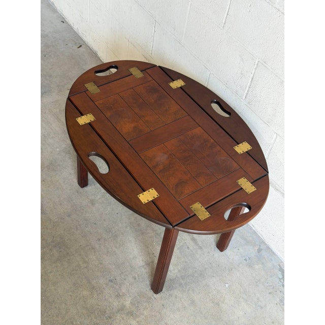 Vintage Scandinavian Mid Century Modern Transforming Wooden Tray Table For Sale In Los Angeles - Image 6 of 9