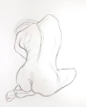 "Figure Sketch No. 12" Contemporary Original Figurative Graphite Drawing by Elizabeth Becker