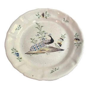 Antique 19th Century French Faience Floral Tin Glazed Earthenware Plate