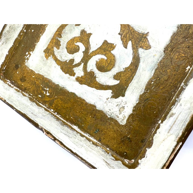 Vintage Florentia Italian Gilt & White Decorative Tray For Sale - Image 9 of 12