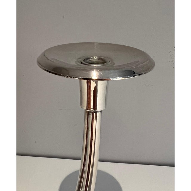 Design/One silver metal candlestick For Sale - Image 10 of 11